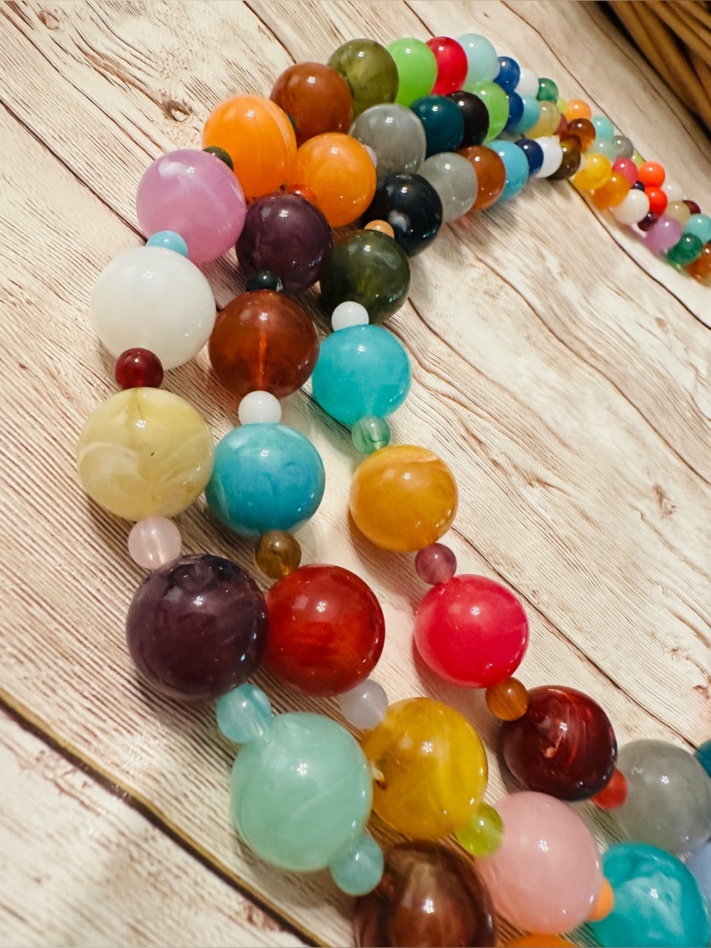 Plunder Multicolor Beaded 3-strand Necklace with Gold-Plated Tag*Brand New - Picture 3 of 3